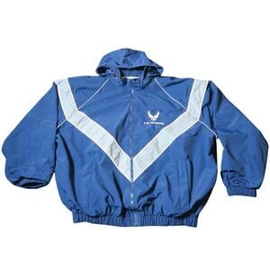 US Airforce Windbreaker Jacket XL Blue Zips Reflective Mesh Lined Made USA READ